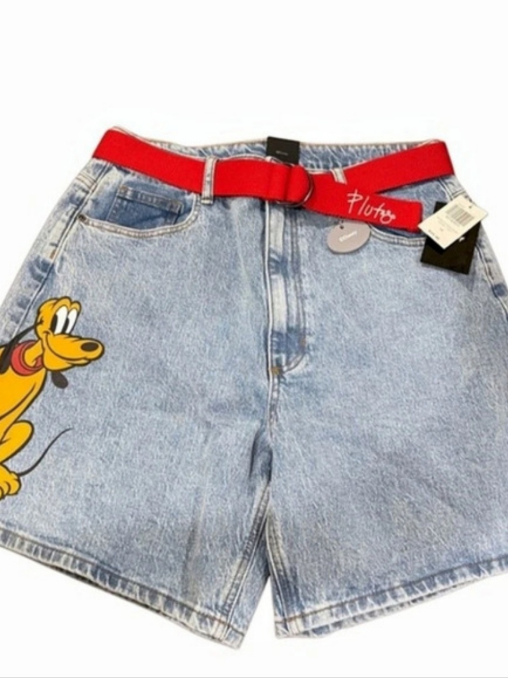 Pluto HU Pluto 95TH MOM SHORT + BELT Disney Denim Shorts Size 13
